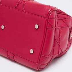 Pre Owned Dior Red Leather Cannage Pattern Granville Polochon Satchel