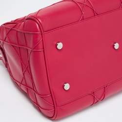 Pre Owned Dior Red Leather Cannage Pattern Granville Polochon Satchel