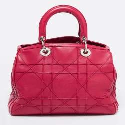 Pre Owned Dior Red Leather Cannage Pattern Granville Polochon Satchel