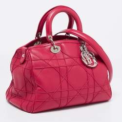 Pre Owned Dior Red Leather Cannage Pattern Granville Polochon Satchel
