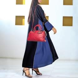 Pre Owned Dior Red Leather Cannage Pattern Granville Polochon Satchel