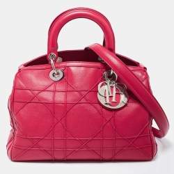 Pre Owned Dior Red Leather Cannage Pattern Granville Polochon Satchel