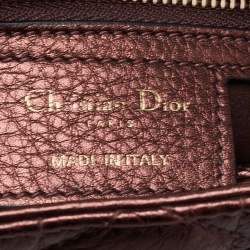 Pre Owned Dior Metallic Brown Cannage Leather Medium Lady Dior Tote