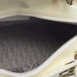 Pre Owned Dior Cream Cannage Patent Leather Medium Lady Dior Tote 