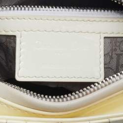 Pre Owned Dior Cream Cannage Patent Leather Medium Lady Dior Tote 