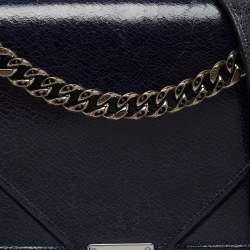 Pre Owned Dior Blue Crackled Patent Leather Large Diorama Shoulder Bag