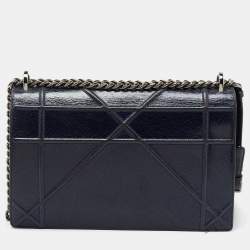 Pre Owned Dior Blue Crackled Patent Leather Large Diorama Shoulder Bag