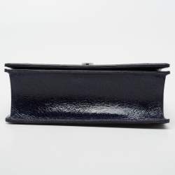 Pre Owned Dior Blue Crackled Patent Leather Large Diorama Shoulder Bag