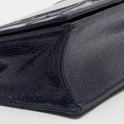 Pre Owned Dior Blue Crackled Patent Leather Large Diorama Shoulder Bag