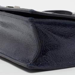 Pre Owned Dior Blue Crackled Patent Leather Large Diorama Shoulder Bag