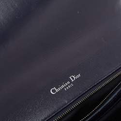 Pre Owned Dior Blue Crackled Patent Leather Medium Diorama Shoulder Bag