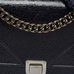 Pre Owned Dior Blue Crackled Patent Leather Medium Diorama Shoulder Bag