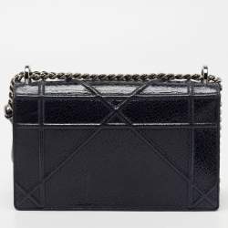 Pre Owned Dior Blue Crackled Patent Leather Medium Diorama Shoulder Bag