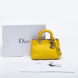 Pre Owned Dior Yellow Leather Mini Diorissimo Tote