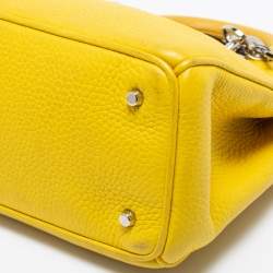Pre Owned Dior Yellow Leather Mini Diorissimo Tote