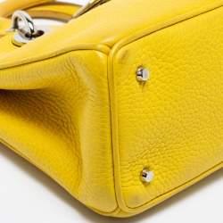 Pre Owned Dior Yellow Leather Mini Diorissimo Tote