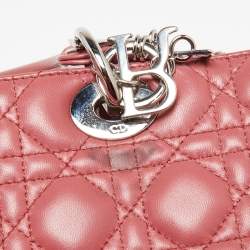 Pre Owned Dior Dusty Pink Cannage Leather Large Lady Dior Tote
