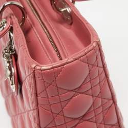 Pre Owned Dior Dusty Pink Cannage Leather Large Lady Dior Tote