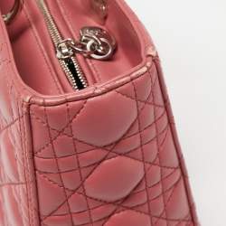 Pre Owned Dior Dusty Pink Cannage Leather Large Lady Dior Tote