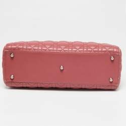 Pre Owned Dior Dusty Pink Cannage Leather Large Lady Dior Tote
