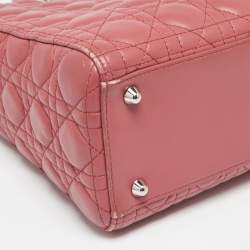 Pre Owned Dior Dusty Pink Cannage Leather Large Lady Dior Tote