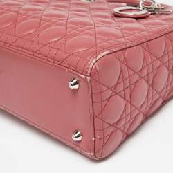 Pre Owned Dior Dusty Pink Cannage Leather Large Lady Dior Tote