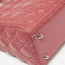 Pre Owned Dior Dusty Pink Cannage Leather Large Lady Dior Tote