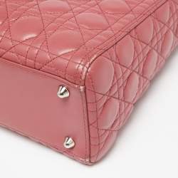 Pre Owned Dior Dusty Pink Cannage Leather Large Lady Dior Tote