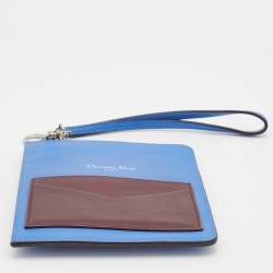Pre Owned Dior Tri Color Leather Wristlet Card Holder