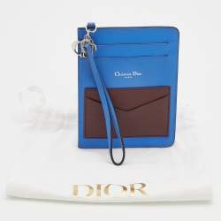 Pre Owned Dior Tri Color Leather Wristlet Card Holder