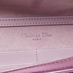 Pre Owned Dior Pink Patent Leather Diorama Studded Wallet on Chain 