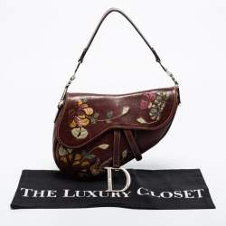 Pre Owned Dior Brown Leather Embroidered Saddle Bag