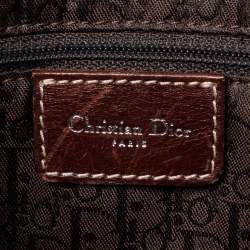 Pre Owned Dior Brown Leather Embroidered Saddle Bag