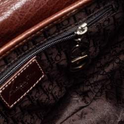 Pre Owned Dior Brown Leather Embroidered Saddle Bag