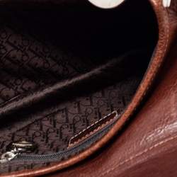 Pre Owned Dior Brown Leather Embroidered Saddle Bag