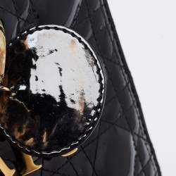 Pre Owned Dior Black Cannage Patent Leather Large Lady Dior Tote