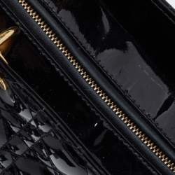 Pre Owned Dior Black Cannage Patent Leather Large Lady Dior Tote