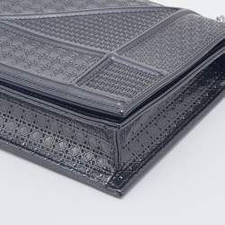 Pre Owned Dior Metallic Grey Cannage Leather Diorama Chain Clutch