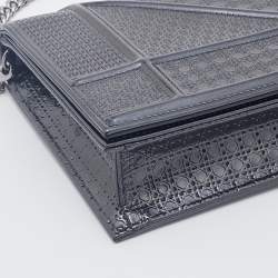 Pre Owned Dior Metallic Grey Cannage Leather Diorama Chain Clutch