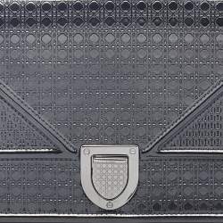 Pre Owned Dior Metallic Grey Cannage Leather Diorama Chain Clutch