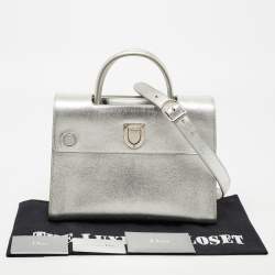 Dior Metallic Silver Leather Medium Diorever Tote