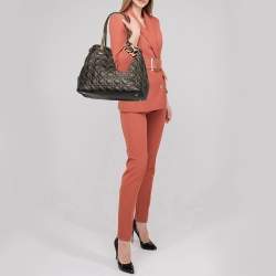Pre Owned Dior Metallic Brown Cannage Coated Canvas Medium Panarea Tote