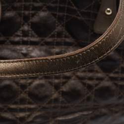 Pre Owned Dior Metallic Brown Cannage Coated Canvas Medium Panarea Tote