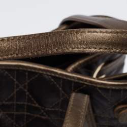 Pre Owned Dior Metallic Brown Cannage Coated Canvas Medium Panarea Tote