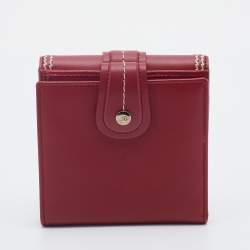 مملوكة مسبقًا محفظة ثنائية الطي ديور جلد أحمر