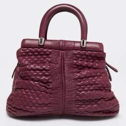 Pre Owned Dior Burgundy Leather Karenina Hermitage Satchel