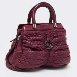 Pre Owned Dior Burgundy Leather Karenina Hermitage Satchel