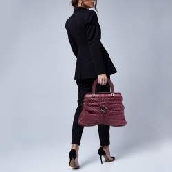 Pre Owned Dior Burgundy Leather Karenina Hermitage Satchel