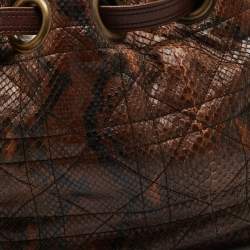 Pre Owned Dior Brown Python Cannage Drawstring Bag