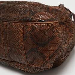 Pre Owned Dior Brown Python Cannage Drawstring Bag